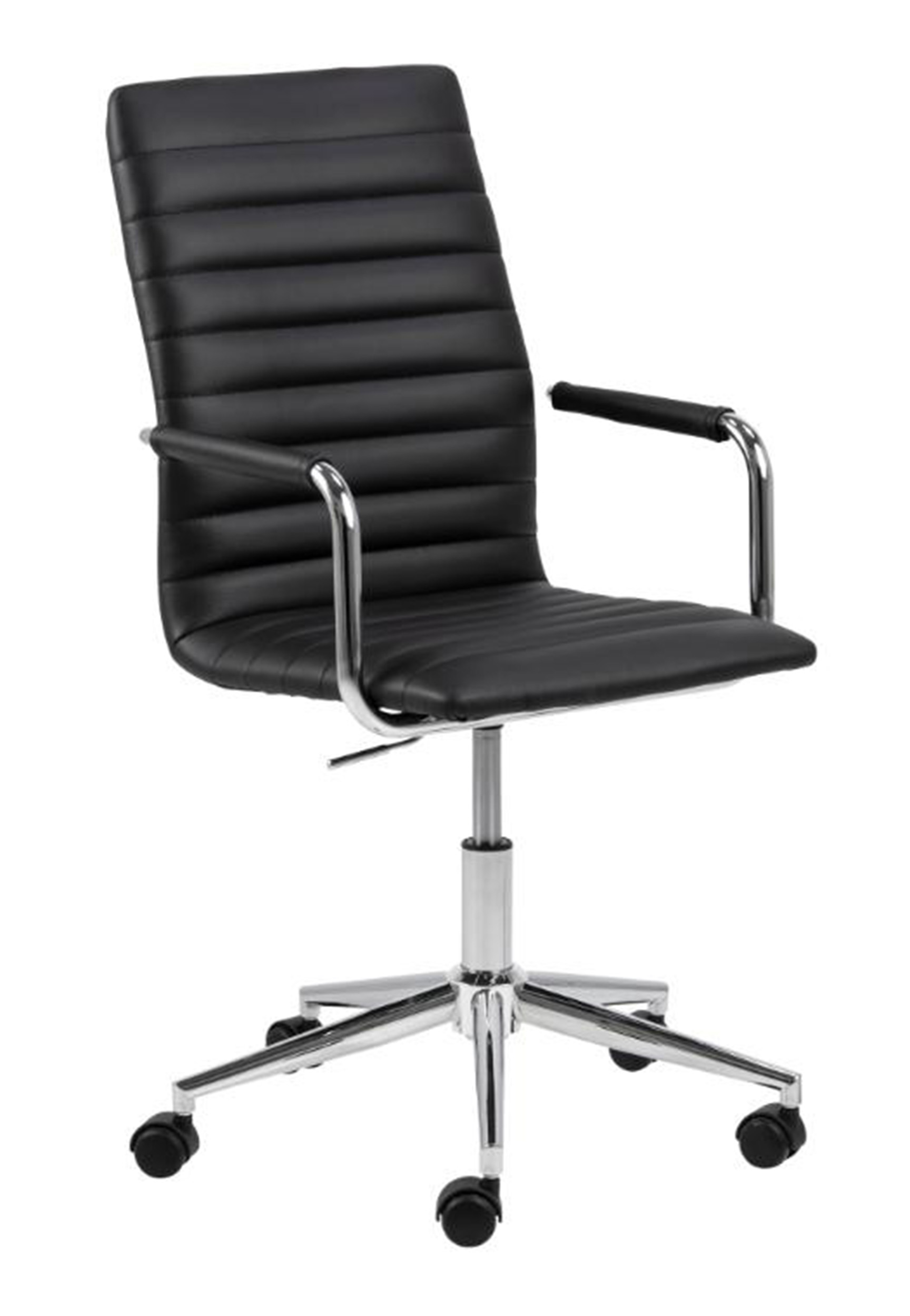 Fotel biurowy Tonible obrotowy czarna ekoskóra/ chromowane elementy - zdjęcie 1