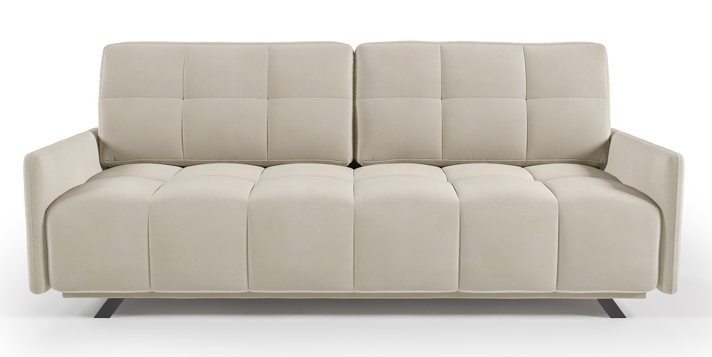 Kanapa rozkładana trzyosobowa Bulbeno z pojemnikiem jasnobeżowa welur łatwoczyszczący - zdjęcie 1