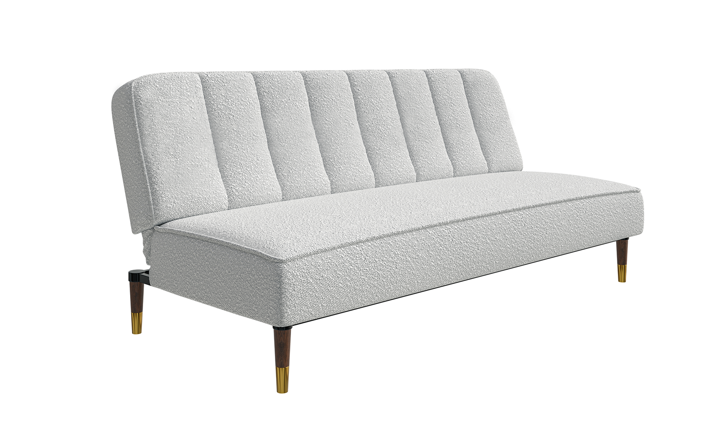 Kanapa rozkładana trzyosobowa Tesida biała tkanina boucle - zdjęcie 1