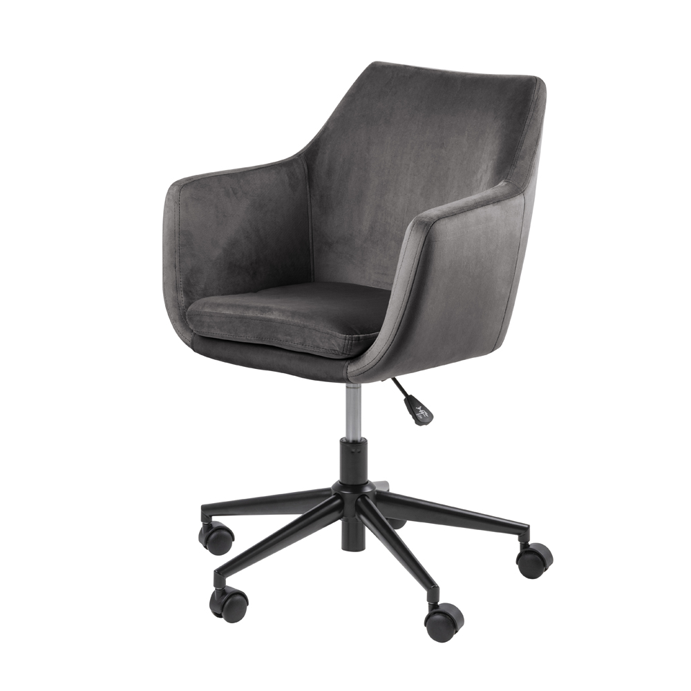 Fotel biurowy z regulacją wysokości Marcelio ciemnoszary welur - zdjęcie 1