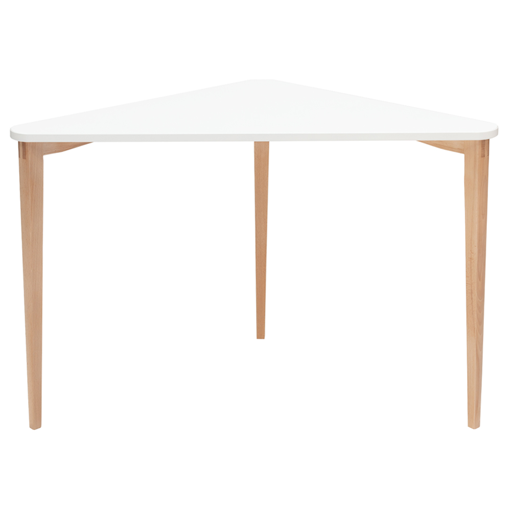 Biurko narożne Naja 114x85 cm bukowa podstawa Biały - zdjęcie 2