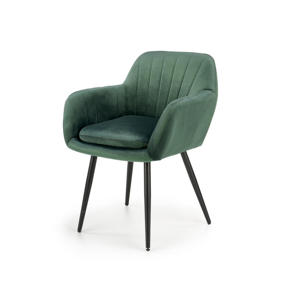 Krzesło tapicerowane Komoryn z podłokietnikami zielone - zdjęcie 1