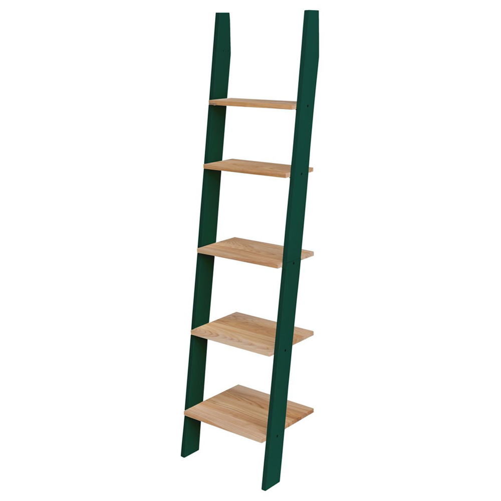 Regał drewniany Ashme 180x45x35 cm z zielonymi bokami - zdjęcie 1