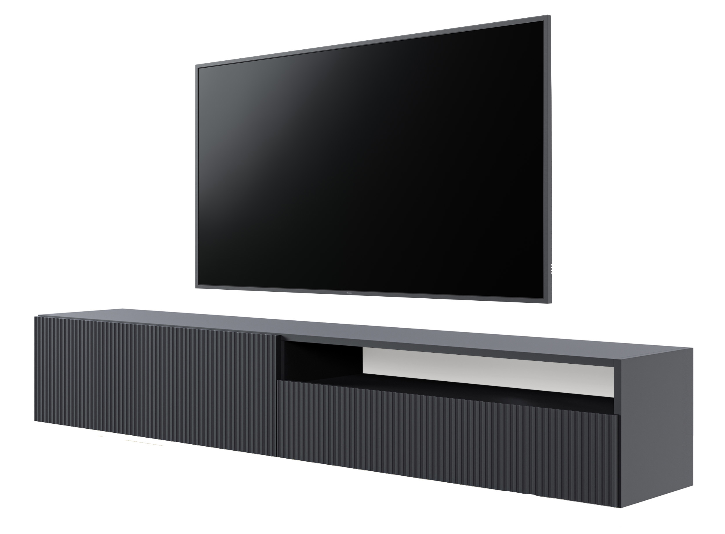 TV-Schrank Veldio 175 cm schwarz mit gefräster Front