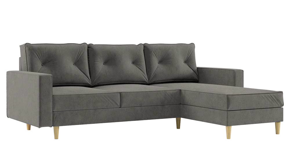 Narożnik z funkcją spania Alidia L-kształtny z pojemnikiem szary prawostronny - zdjęcie 1