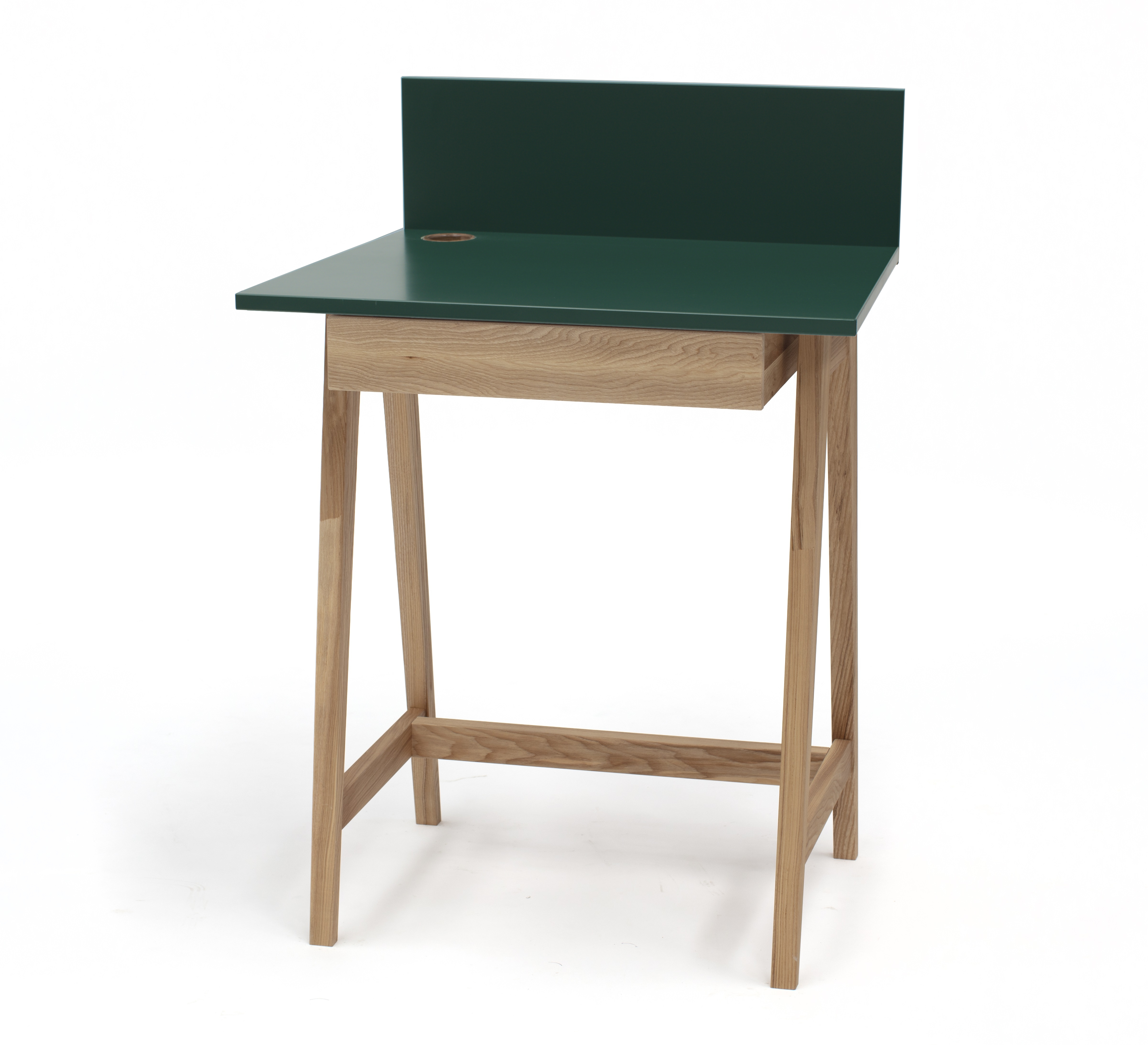 Biurko drewniane Luka 65x50 cm z szufladą Ciemnozielony - zdjęcie 9