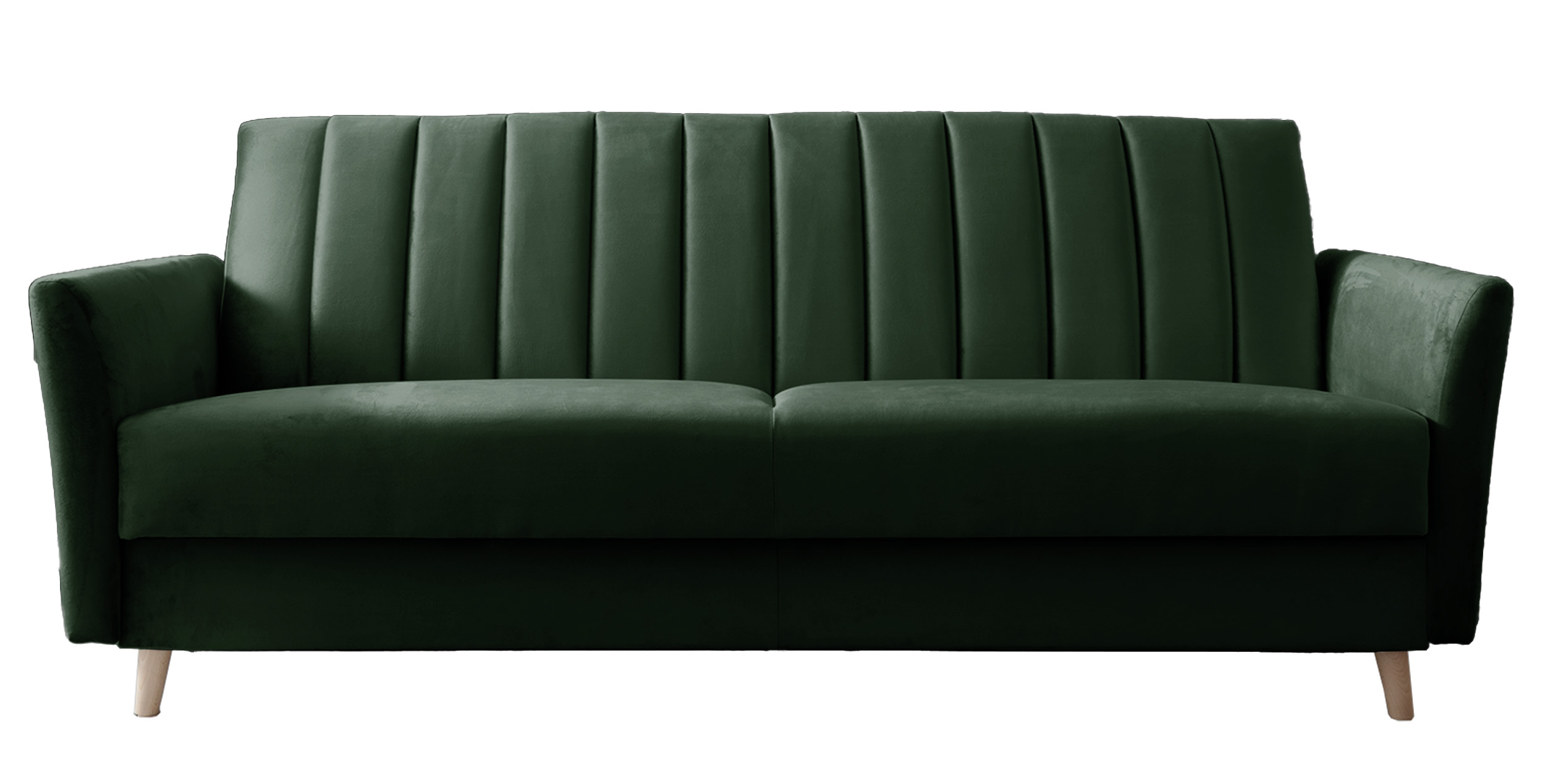 Wersalka rozkładana trzyosobowa Kolmeno z pojemnikiem ciemnozielona welur - zdjęcie 1