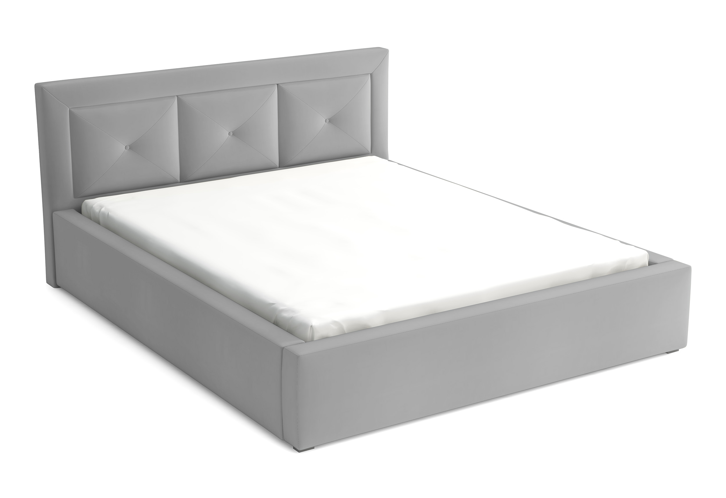 Łóżko tapicerowane 200x200 cm Ligmano z pojemnikiem jasnoszare velvet hydrofobowe - zdjęcie 1