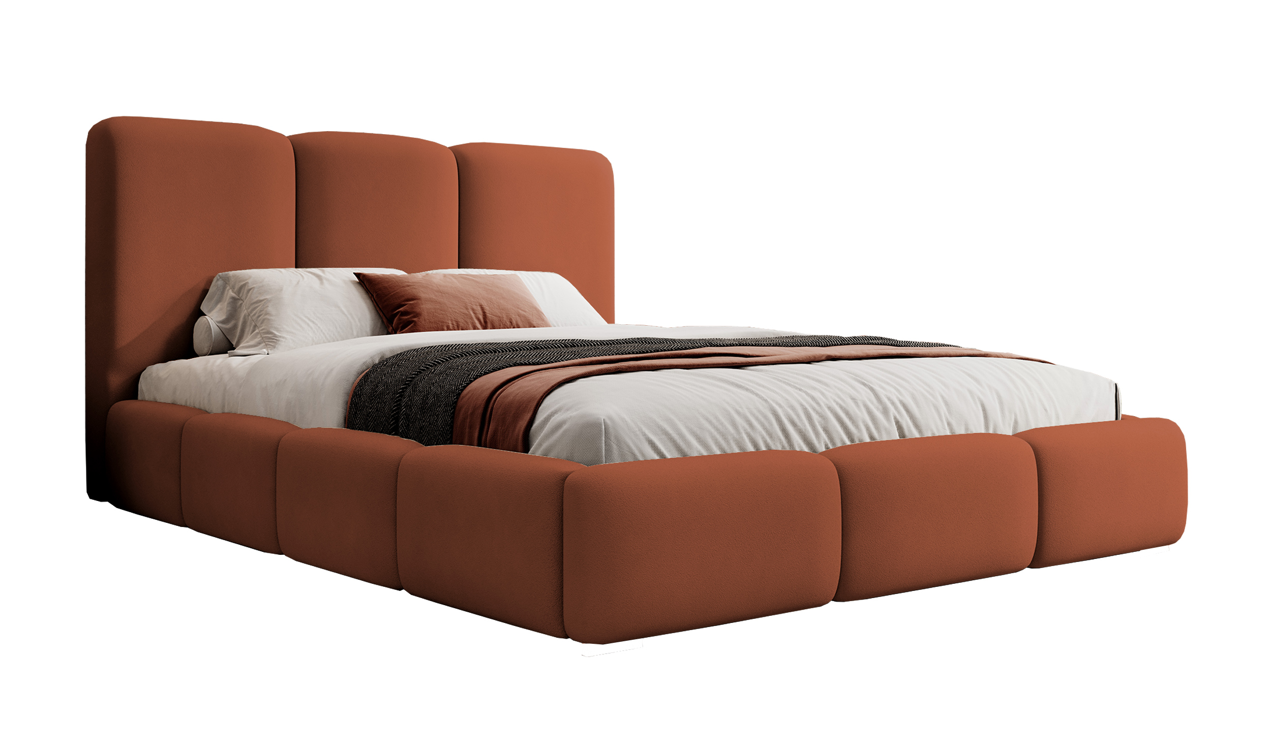 Łóżko tapicerowane 140x200 cm Bauro z pojemnikiem z metalowym stelażem miedziane welur - zdjęcie 1