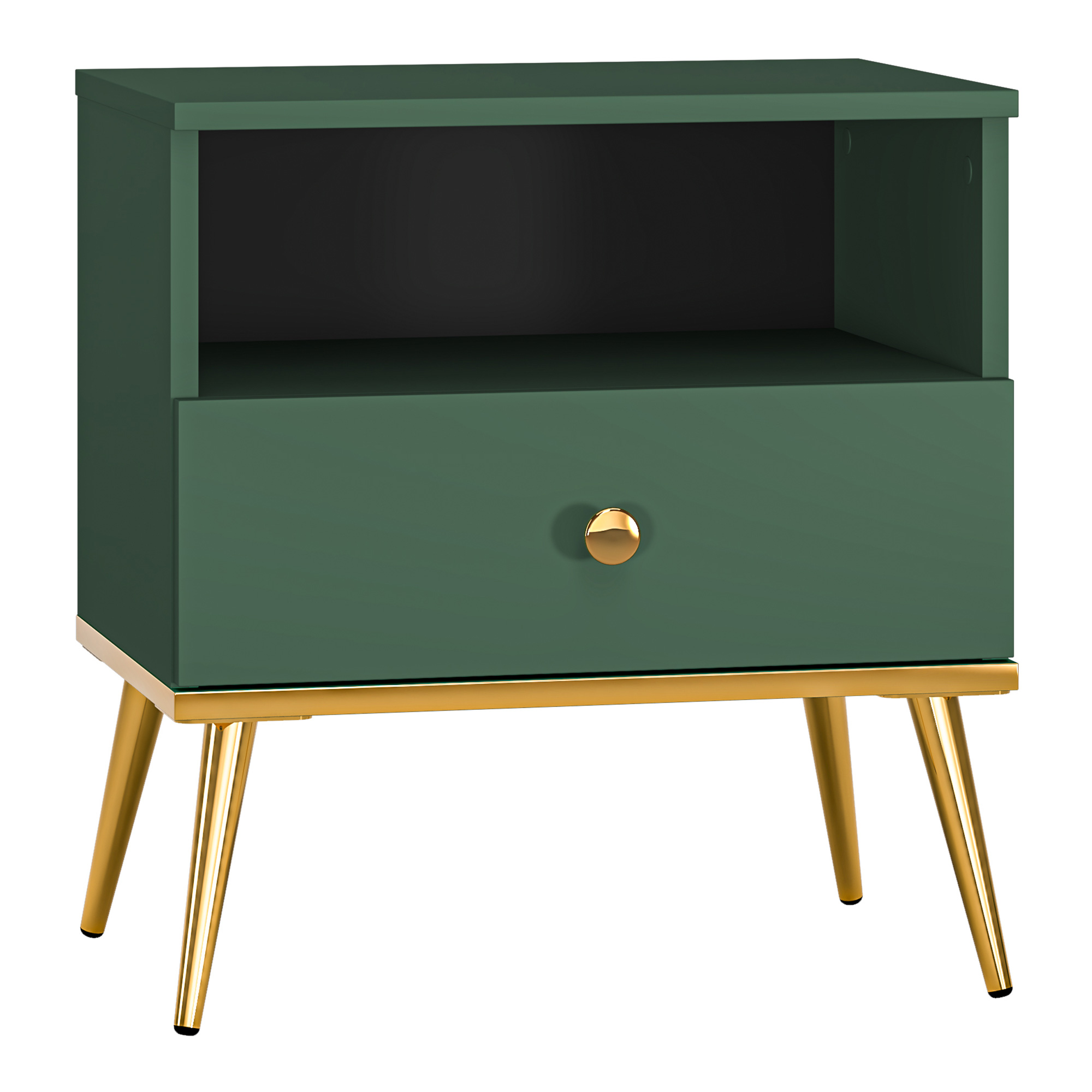 Szafka nocna Maturie z jedną szufladą 50 cm Zielony - zdjęcie 1