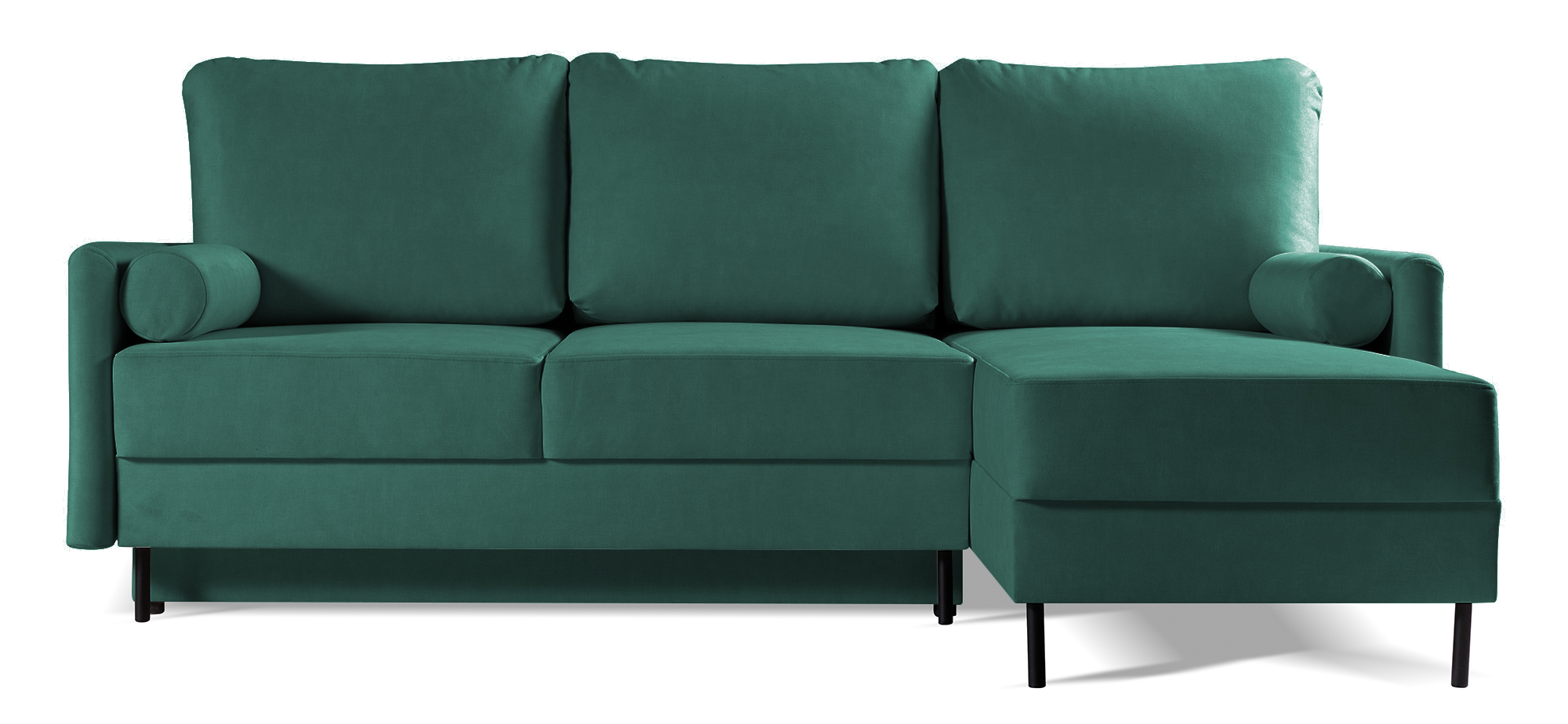 Narożnik z funkcją spania Tomonde L-kształtny z pojemnikiem uniwersalny zielony velvet hydrofobowy