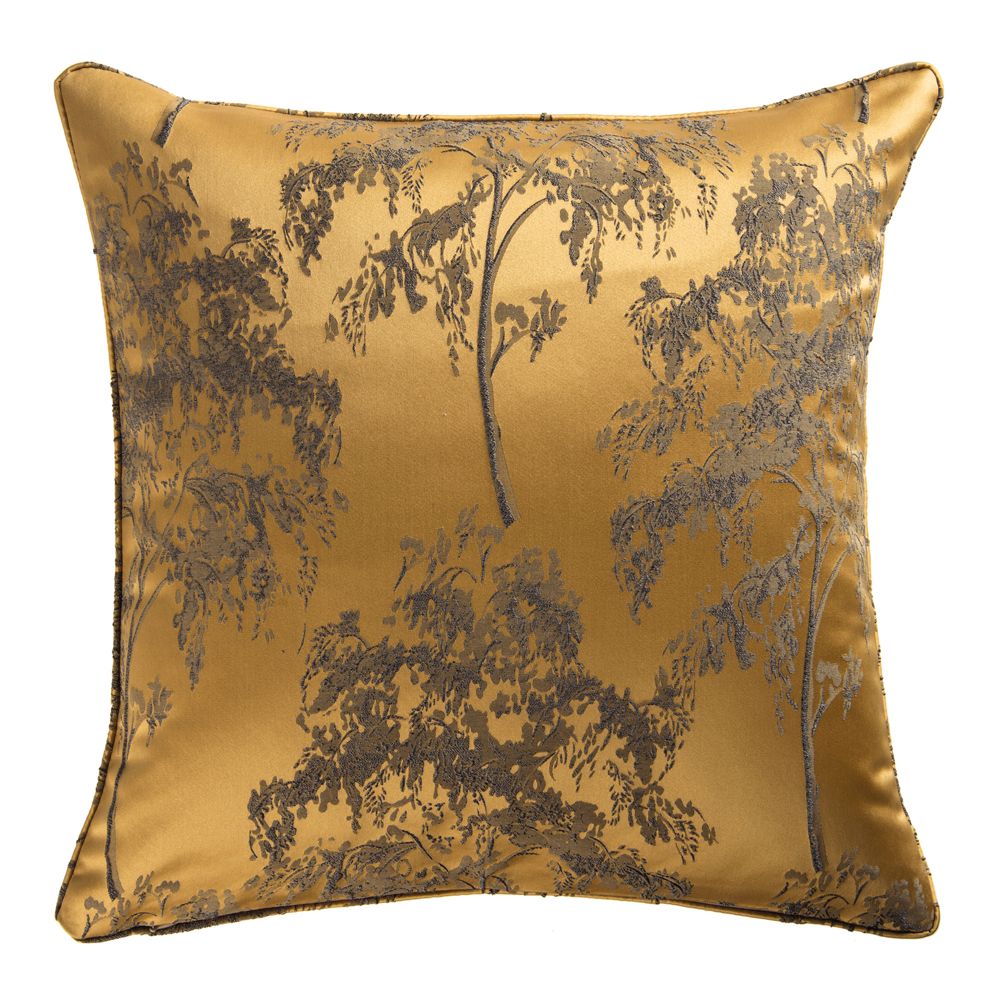 Poduszka dekoracyjna Galangat 45x45 cm złota z wzorem - zdjęcie 1