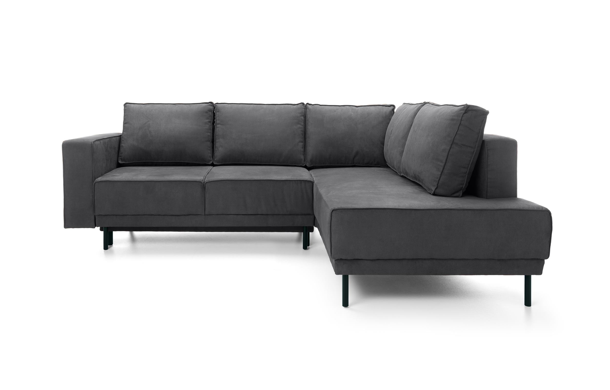 Narożnik z funkcją spania Rodario z pojemnikiem czarny hydrofobowy prawostronny