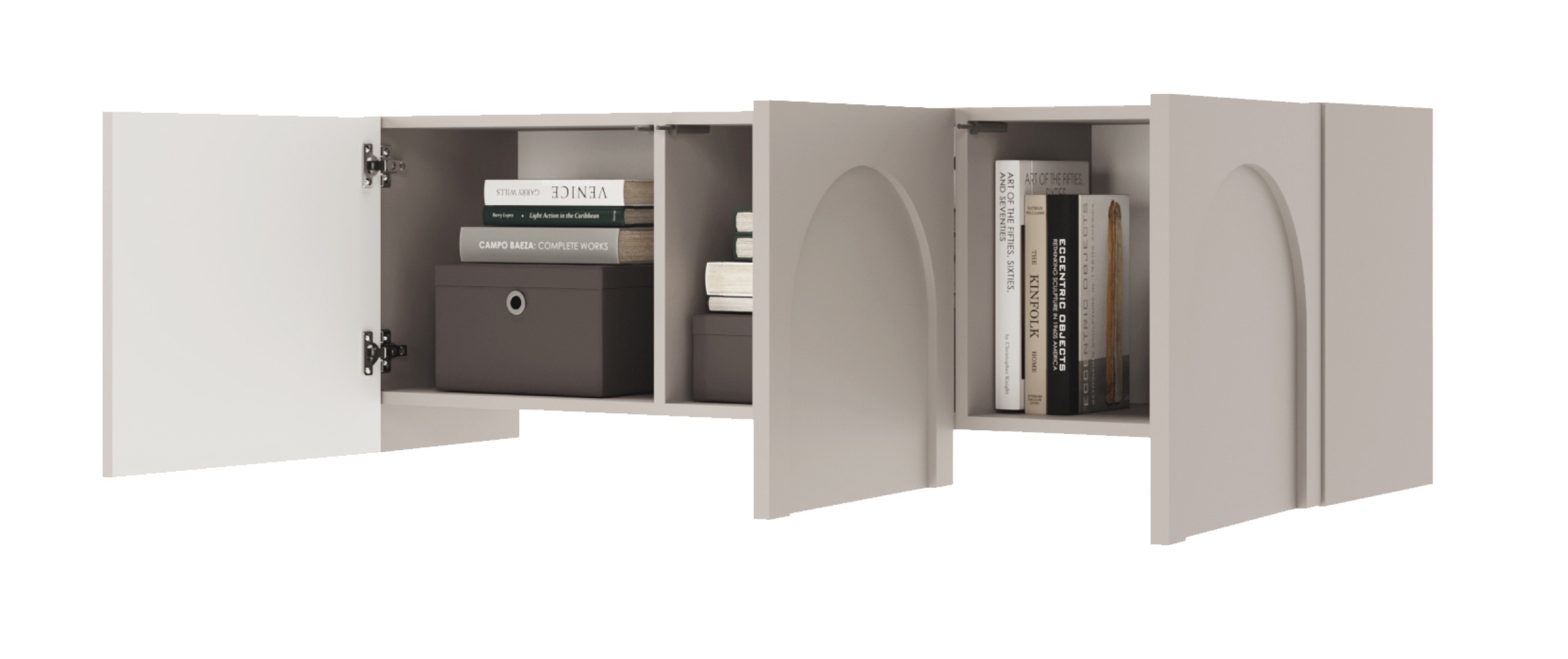 Szafka RTV Arkadia trzydrzwiowa z frezowanymi frontami 150 cm kaszmir