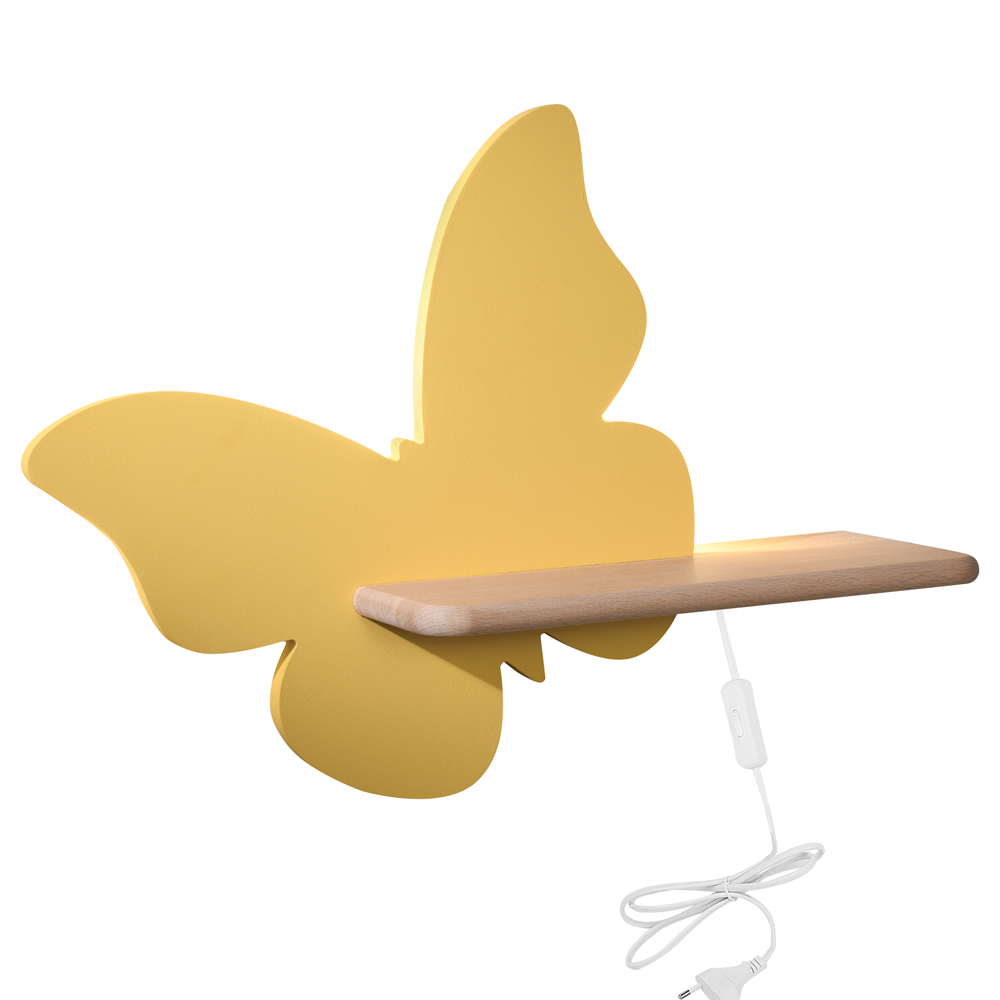 Kinkiet ścienny do pokoju dziecięcego Dreamie motyl z przewodem żółty - zdjęcie 1