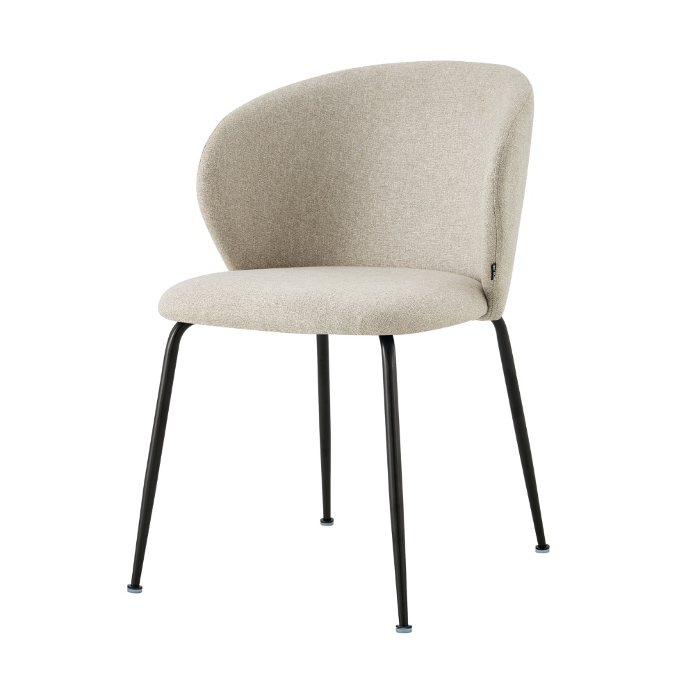 Krzesło tapicerowane Mealize w tkaninie hydrofobowej beżowo - szare na czarnych nogach