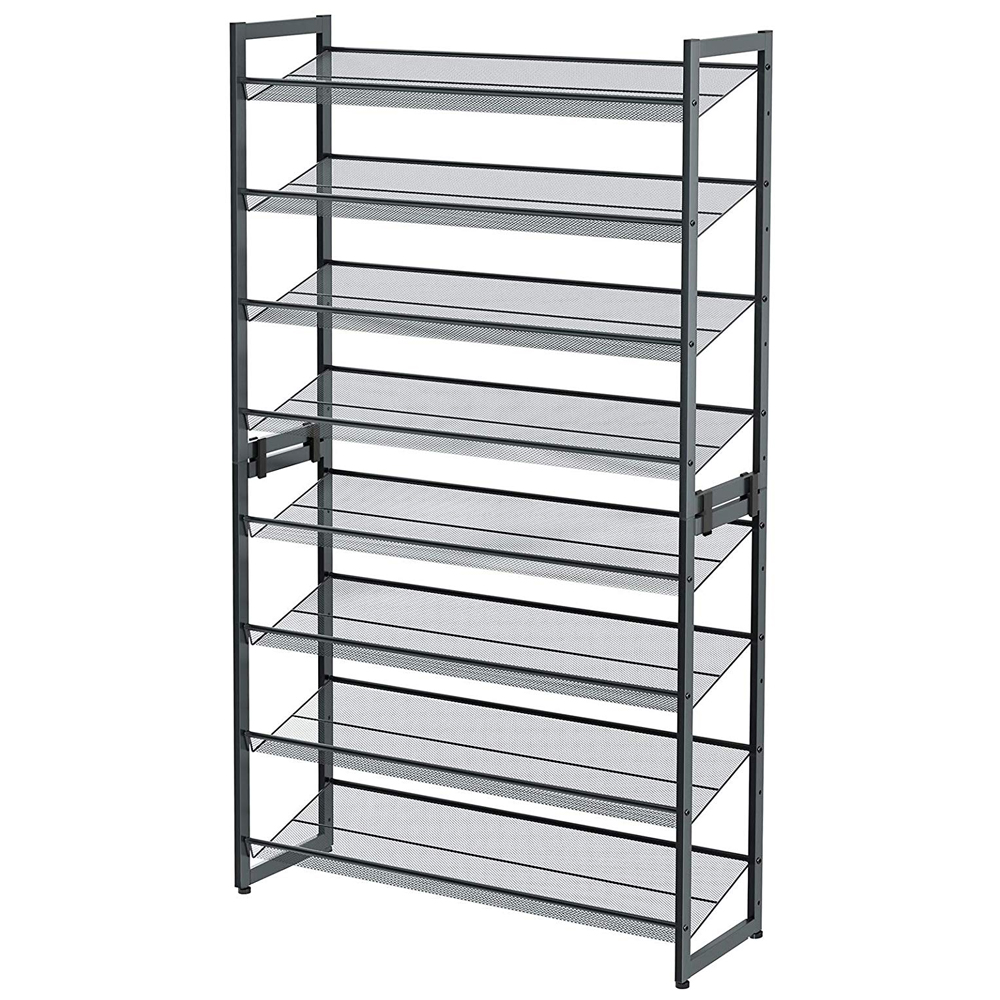 Regał na buty Inustra metalowy z ośmioma półkami szary - zdjęcie 1