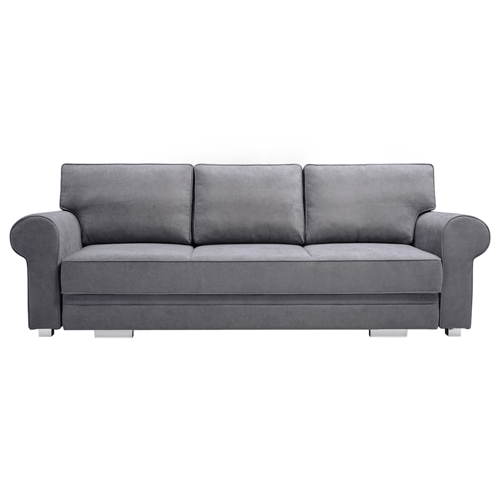 Kanapa rozkładana Scurelle 256 cm w tkaninie łatwoczyszczącej szara - zdjęcie 1