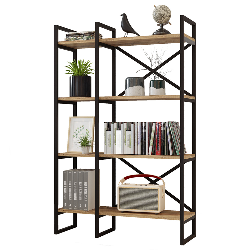 Regał na książki Vigge podwójny czteropoziomowy sosna atlantycka - zdjęcie 1