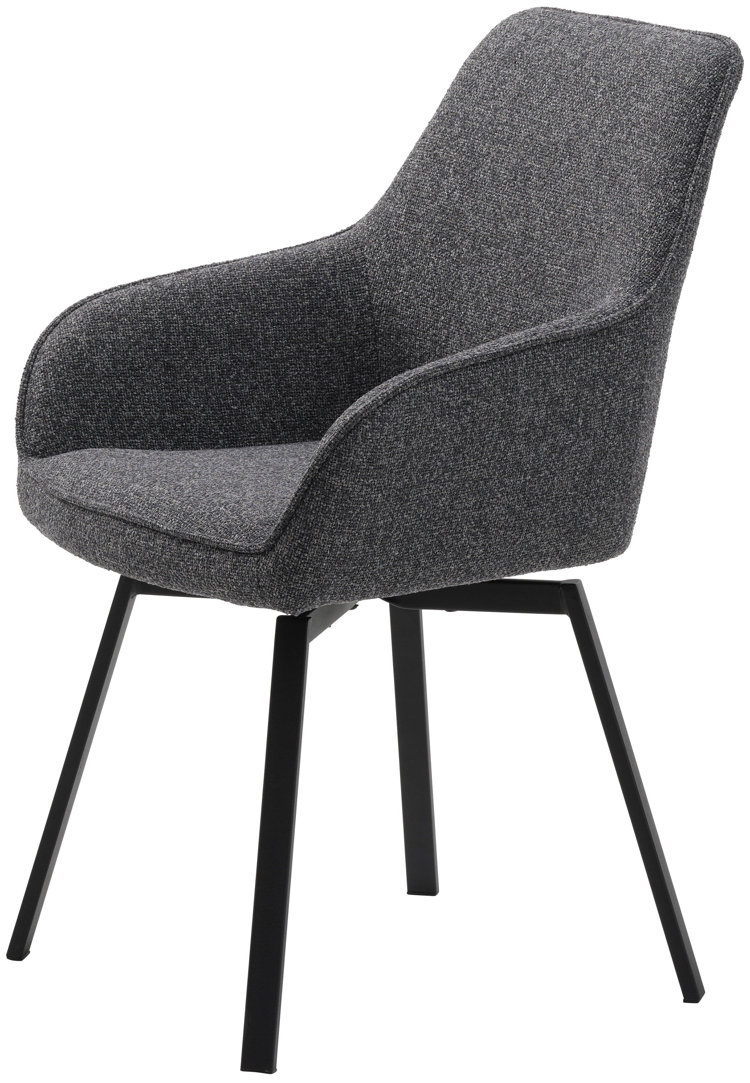 Krzesło tapicerowane Bebese obrotowe na czarnych nogach melanż grafitowy - zdjęcie 1