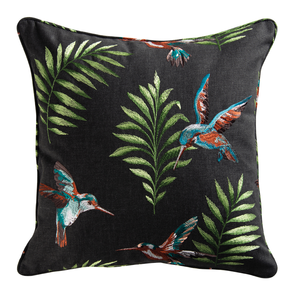 Poduszka dekoracyjna Karriga 45x45 cm czarna z wzorem - zdjęcie 1