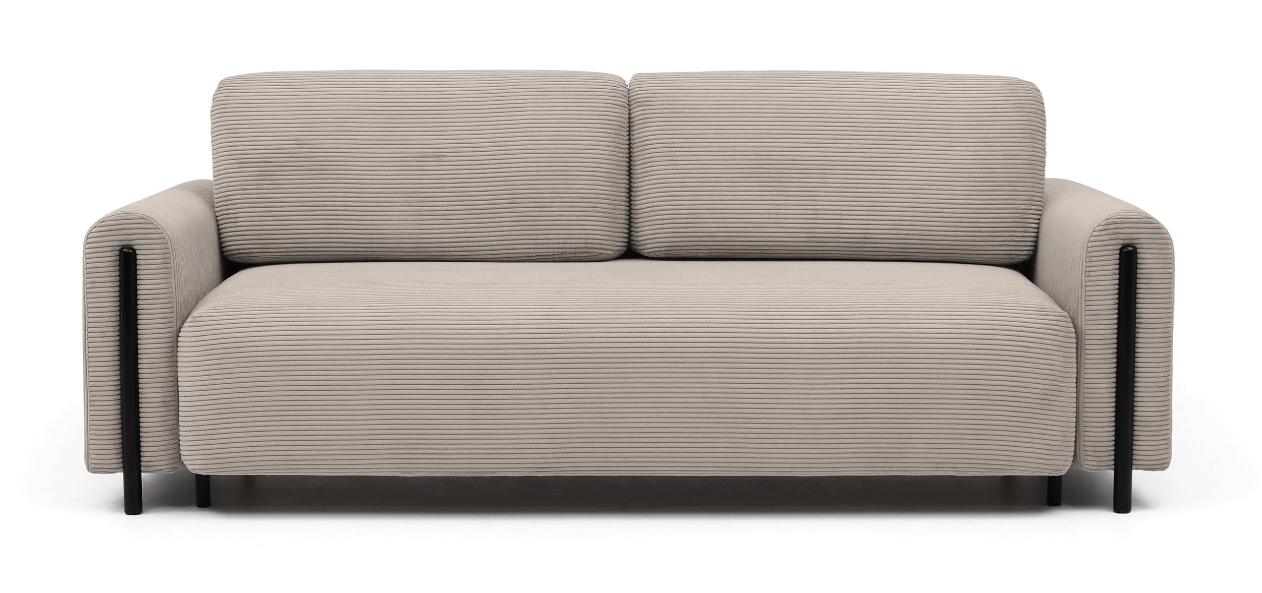 Kanapa rozkładana trzyosobowa Cavalese z pojemnikiem na czarnych nóżkach beżowa sztruks - zdjęcie 1