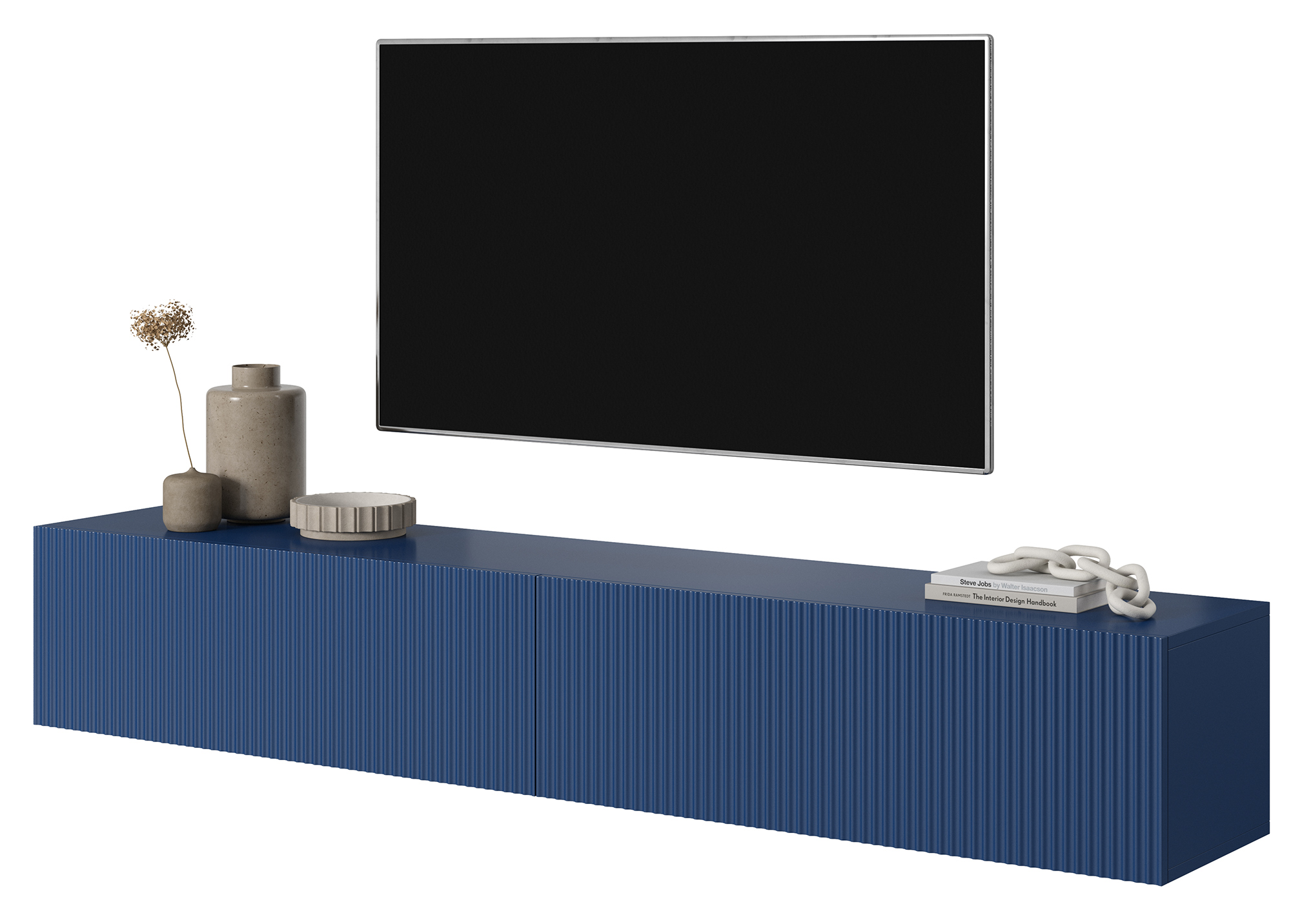 Szafka RTV Veldio 175 cm granatowa z frezowanym frontem
