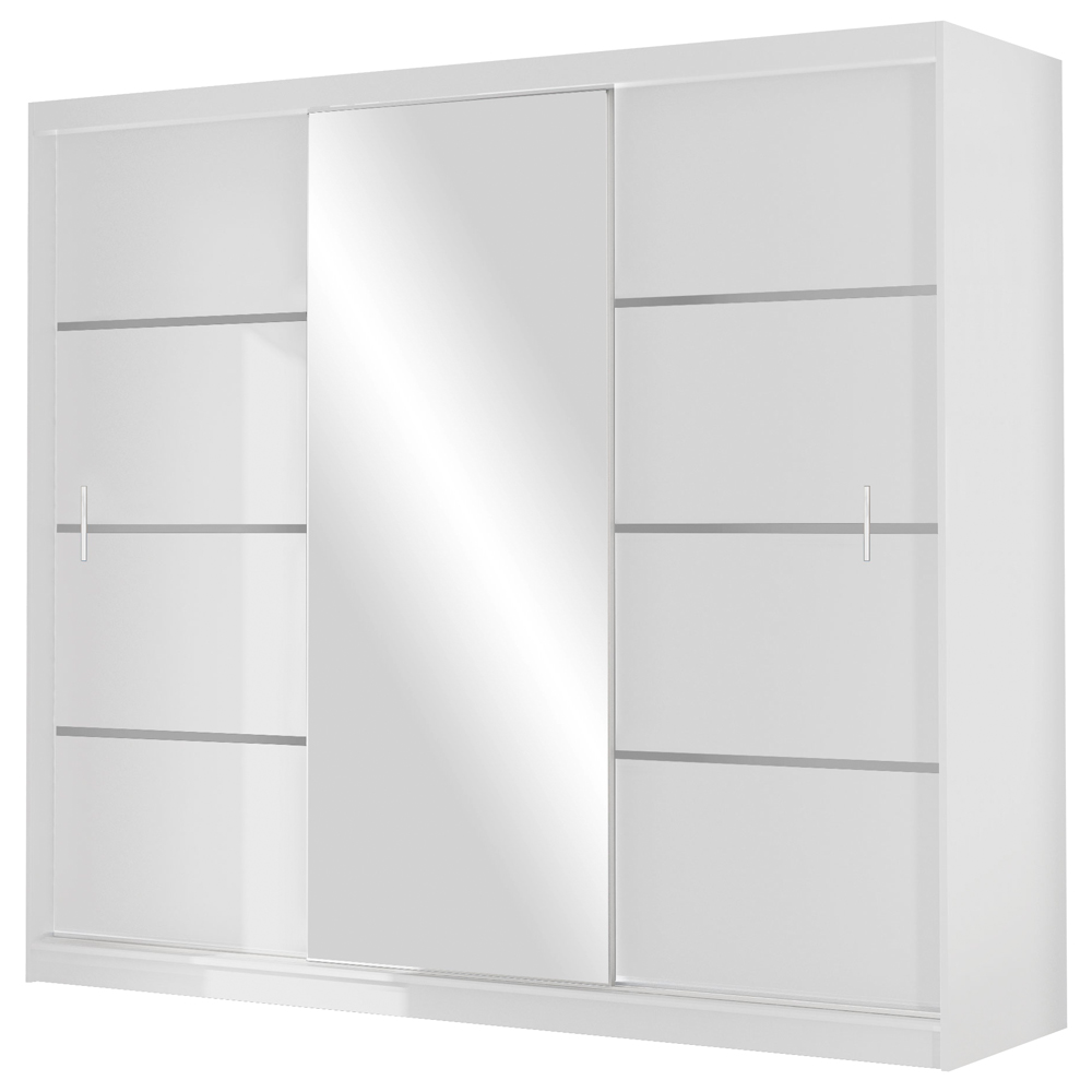 Szafa Tilava przesuwna z lustrem 250 cm Biały mat  - zdjęcie 1