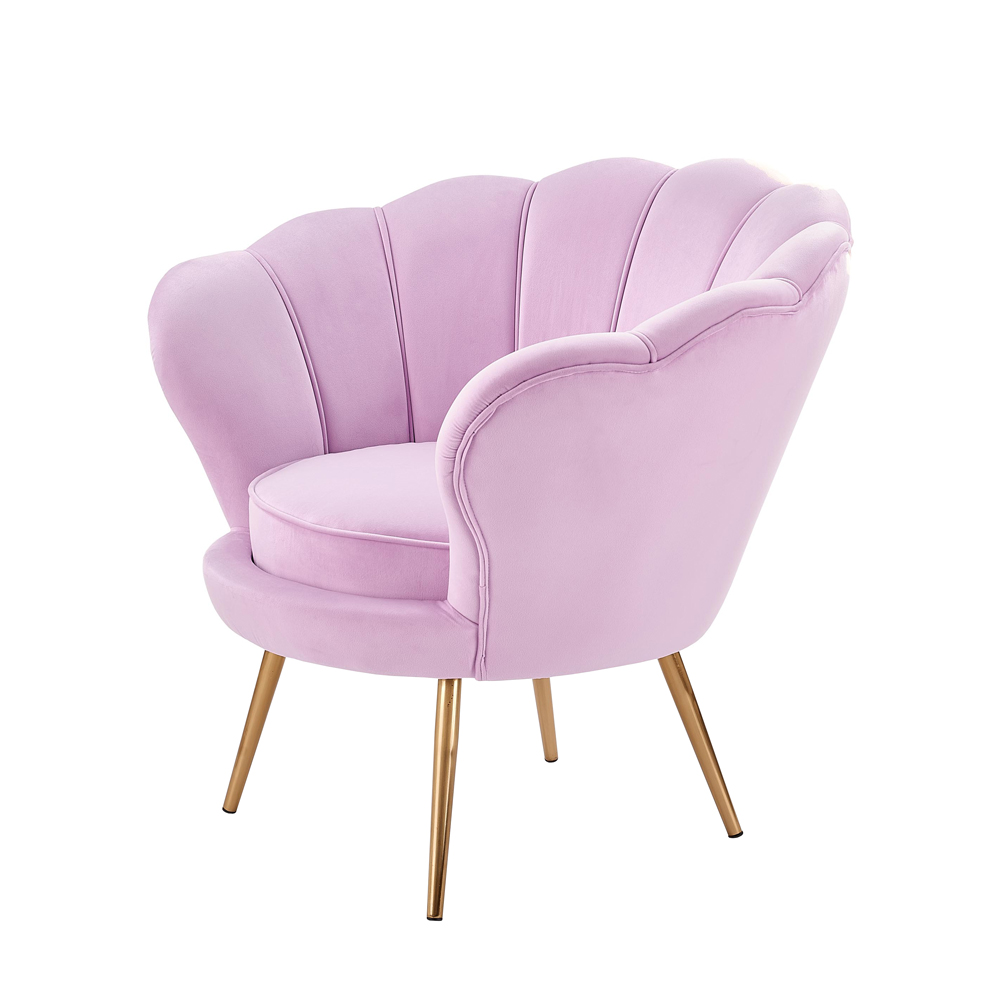 Fotel Giwano fioletowy na złotej podstawie - zdjęcie 1