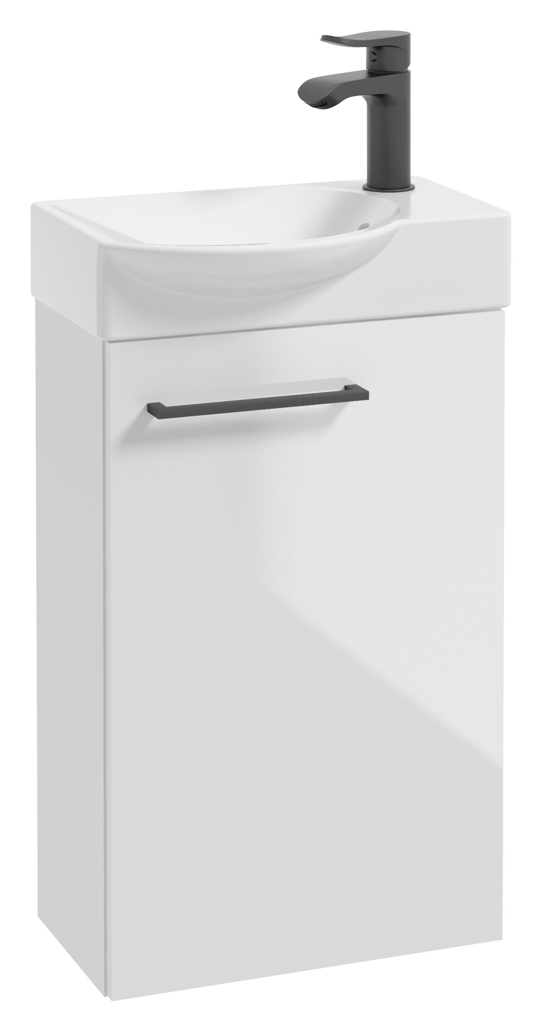 Szafka pod umywalkę Modullac 39 cm biały połysk z czarnym uchwytem - zdjęcie 1