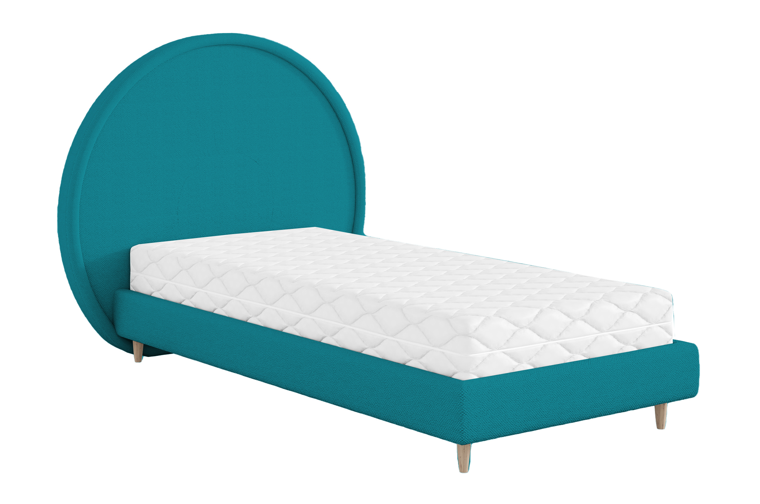 Łóżko dziecięce 90x200 cm Torlino turkusowe w tkaninie boucle - zdjęcie 1