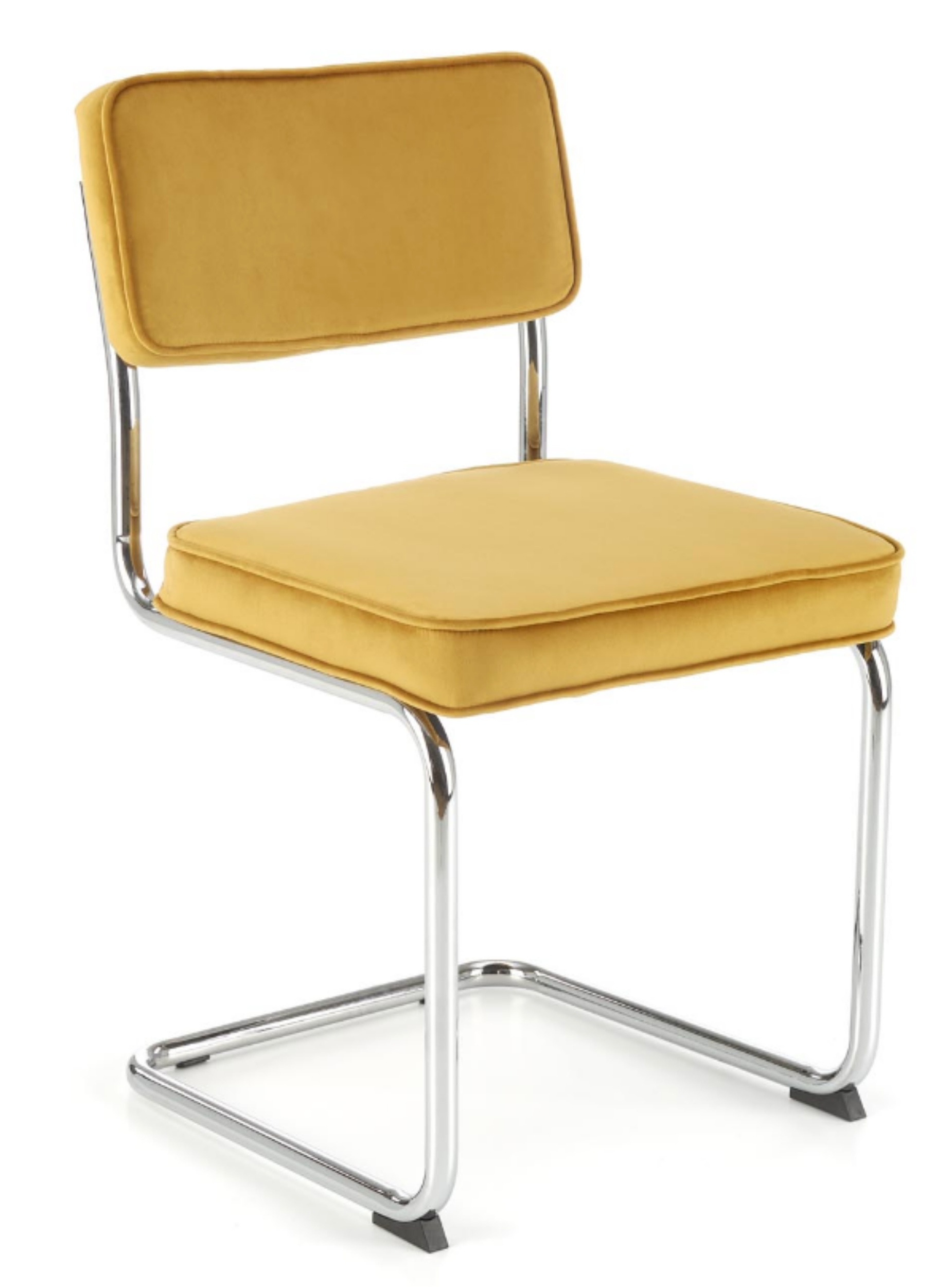 Krzesło metalowe Rerotters  z tapicerowanym siedziskiem oraz oparciem musztardowe - zdjęcie 1