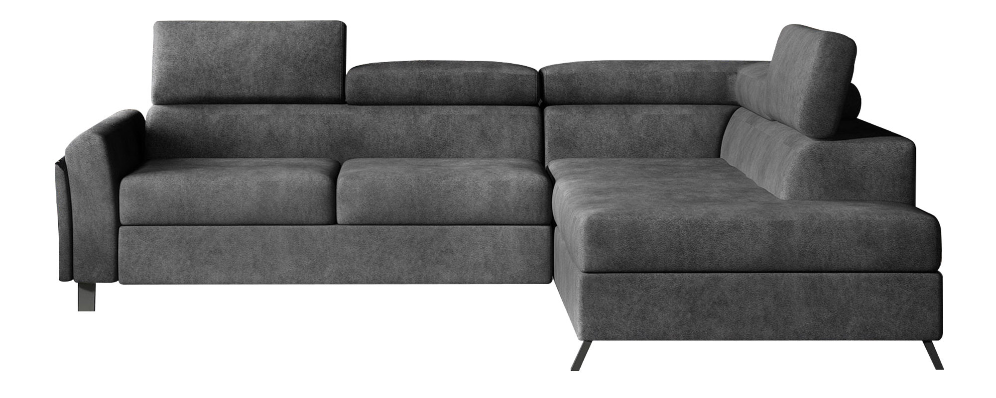 Narożnik z funkcją spania Eustrephus L-kształtny z pojemnikiem ciemnoszary prawostronny - zdjęcie 1