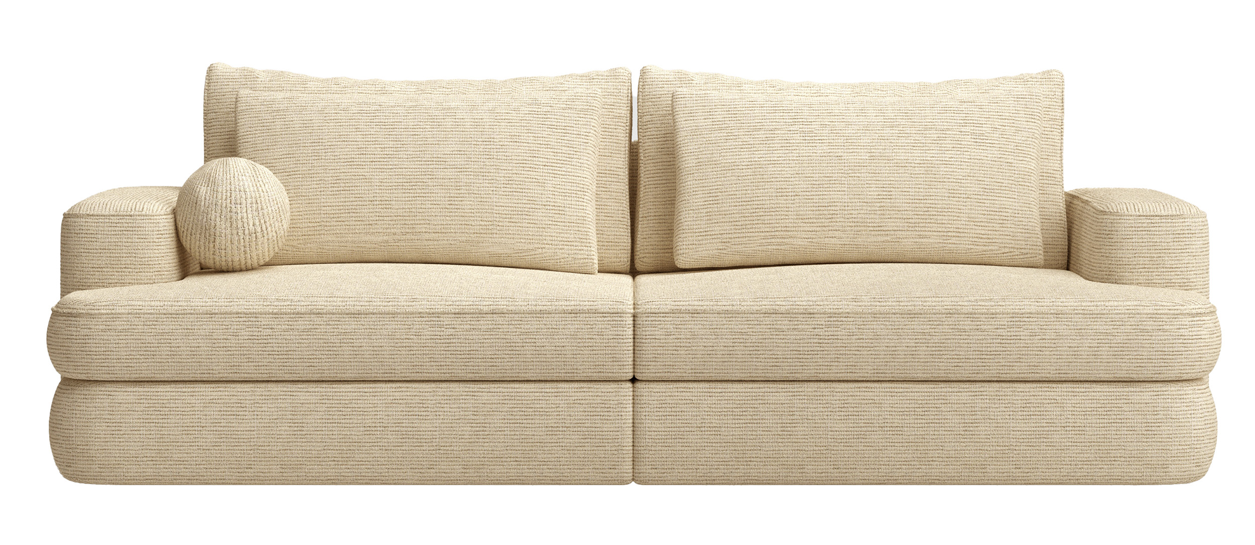 Kanapa rozkładana trzyosobowa Melio z pojemnikiem jasnobeżowa plecionka - zdjęcie 1