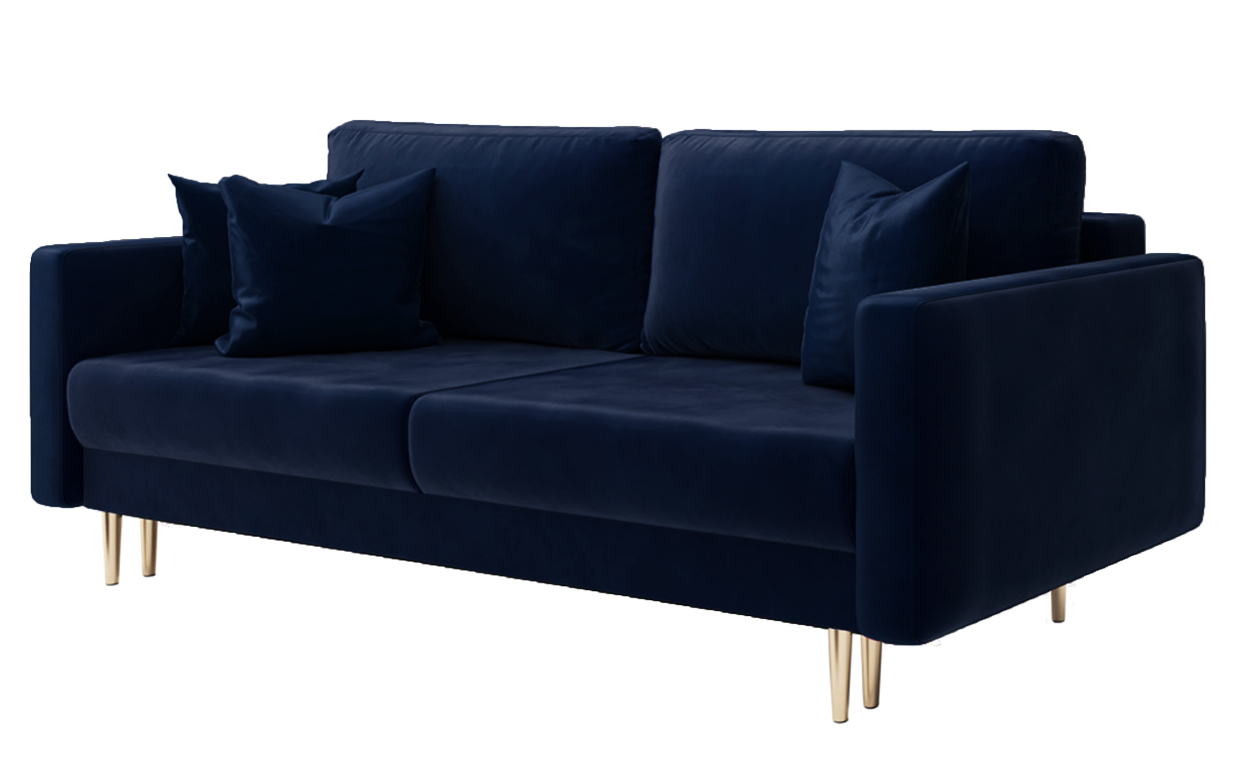 Kanapa rozkładana trzyosobowa Valico granatowa velvet hydrofobowy - zdjęcie 1