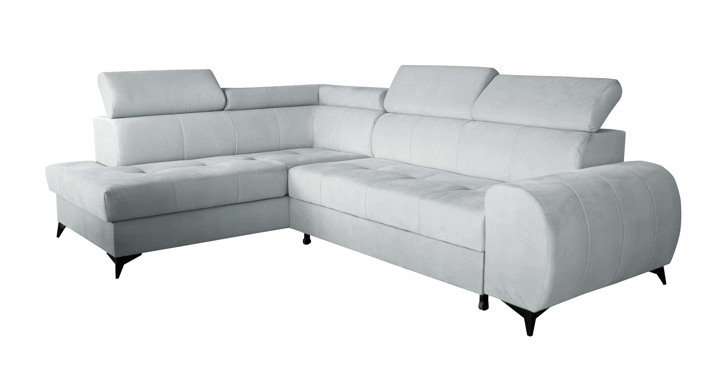 Narożnik z funkcją spania Palawano L-kształtny z pojemnikiem jasnoszary velvet lewostronny - zdjęcie 1