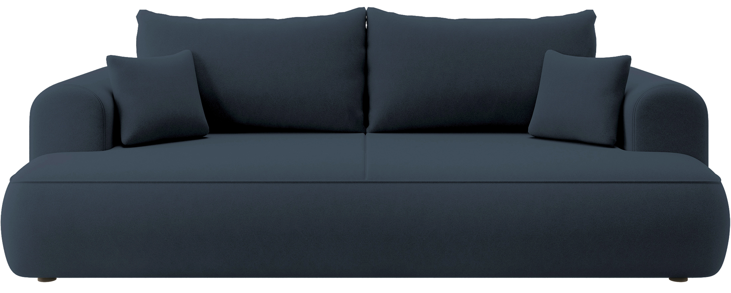 Dreisitziges ausklappbares Sofa Ovo mit Stauraum, marineblauer Samt aus leicht zu reinigendem Stoff