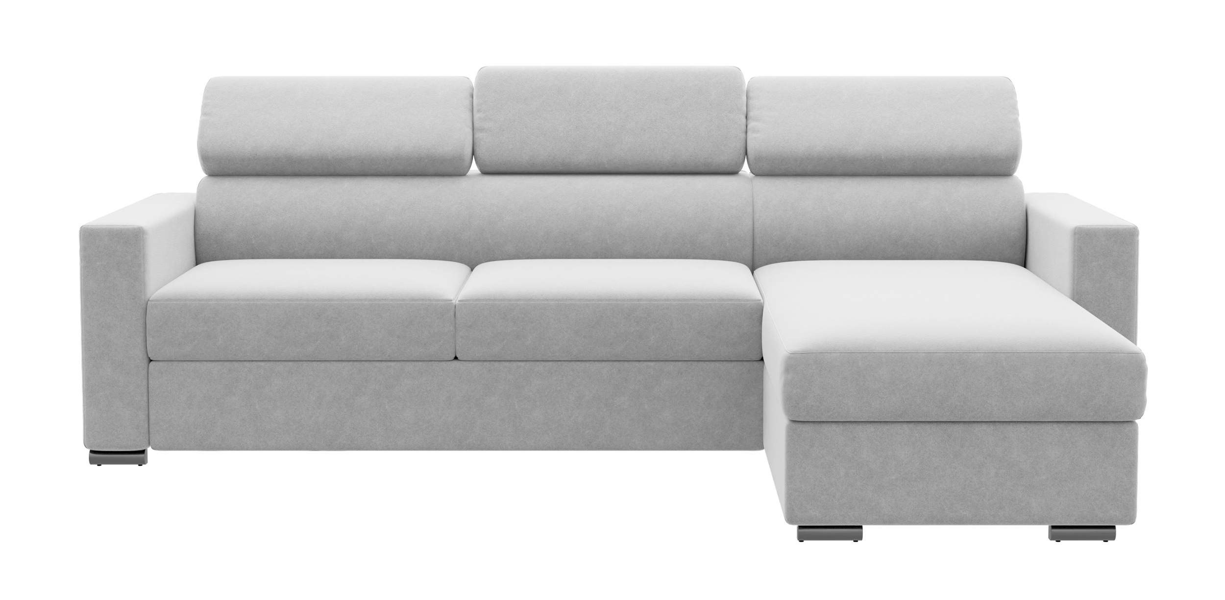 Narożnik z funkcją spania Veraguas L-kształtny z pojemnikiem i regulowanymi zagłówkami uniwersalny jasnoszary w tkaninie łatwoczyszczącej - zdjęcie 1