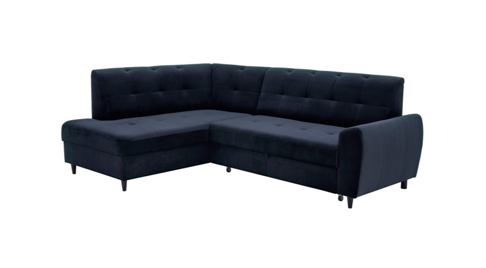 Narożnik z funkcją spania Padrela L-kształtny z pojemnikiem granatowy lewostronny - zdjęcie 1