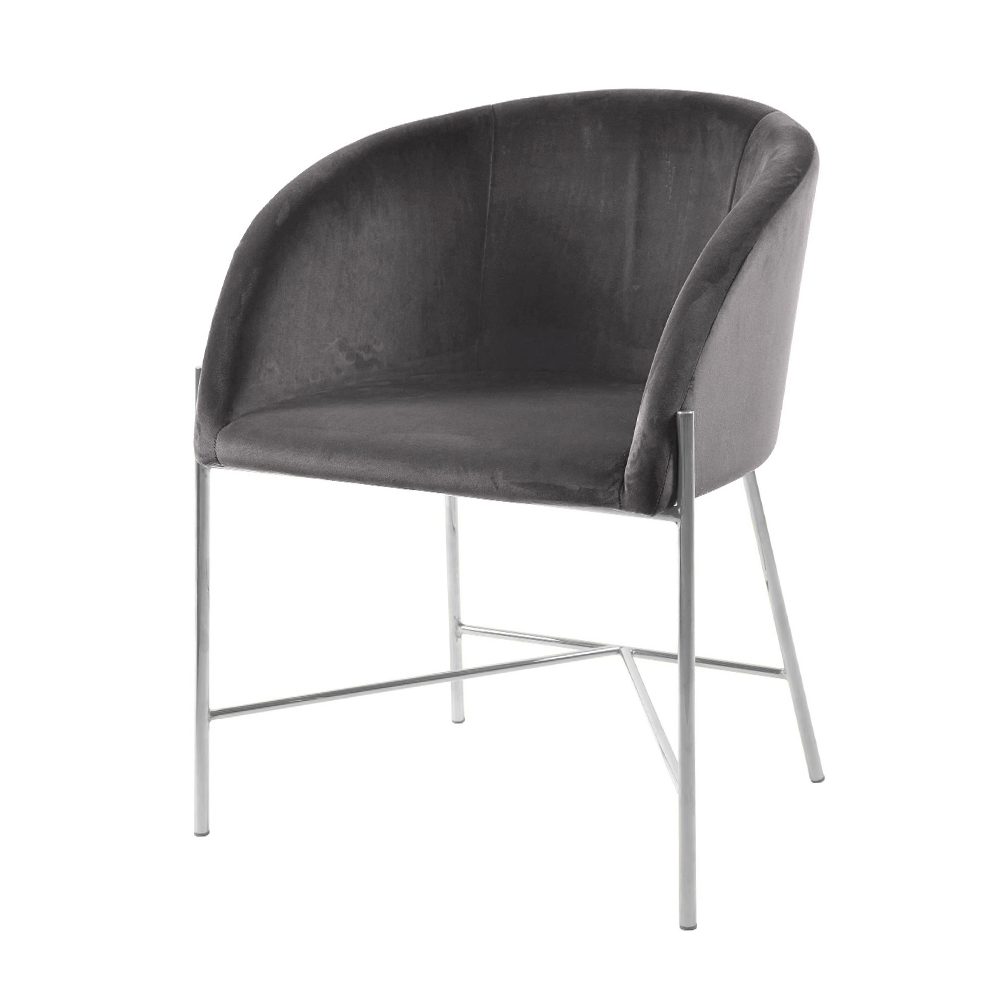 Krzesło tapicerowane Ribioc ciemnoszary welur na chromowanych nogach