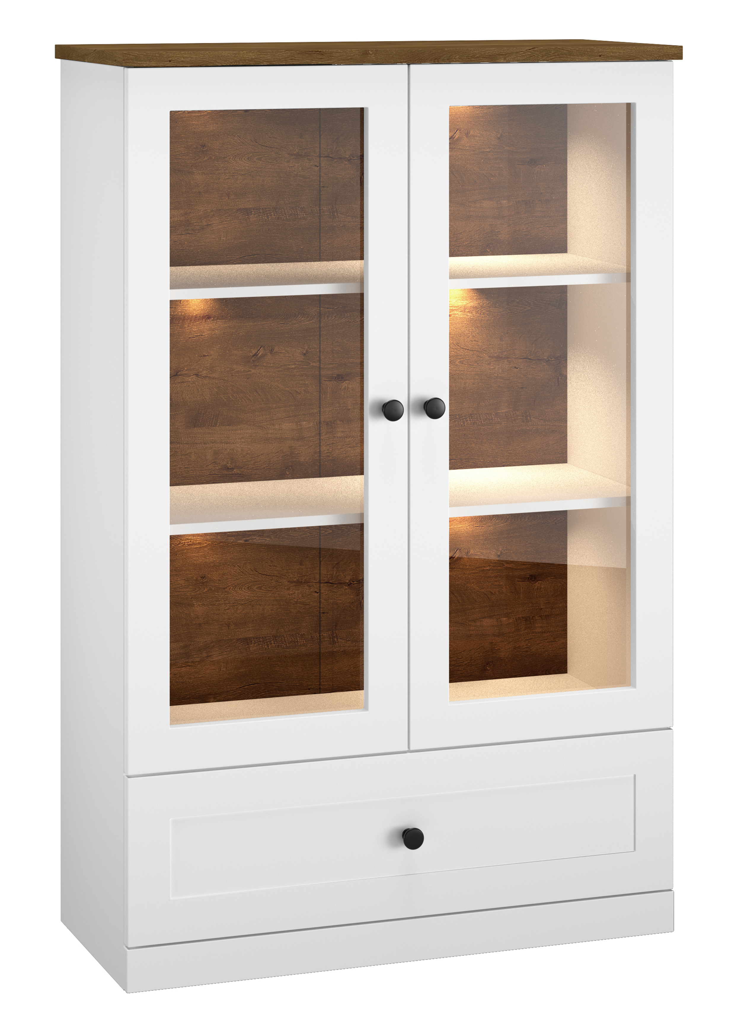 Witryna dwudrzwiowa Mugeto 92 cm biała/dąb Lefkas - zdjęcie 1