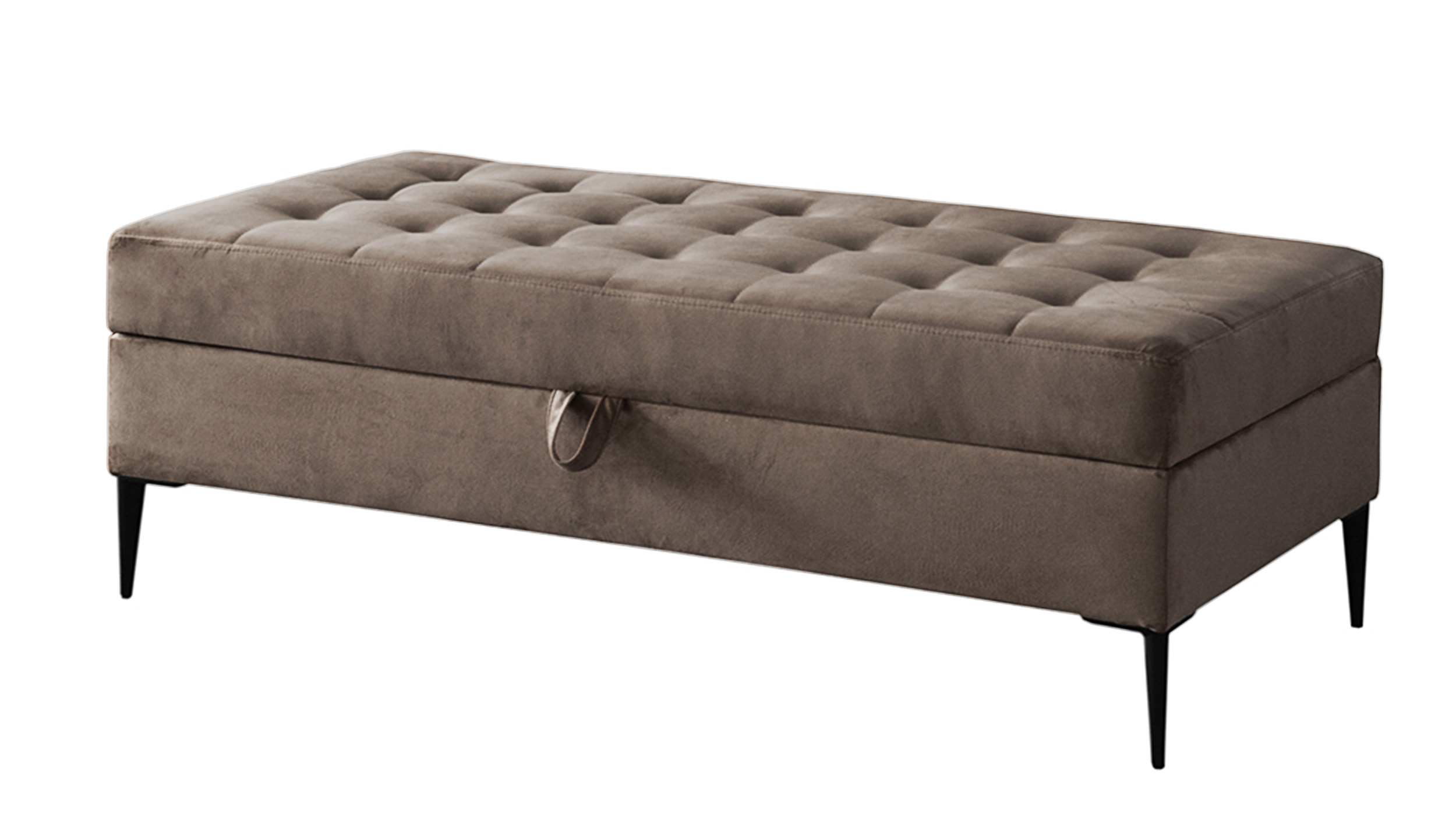 Pufa Kopenhaga na metalowych nóżkach brązowy aksamit hydrofobowy łatwoczyszczący - zdjęcie 1