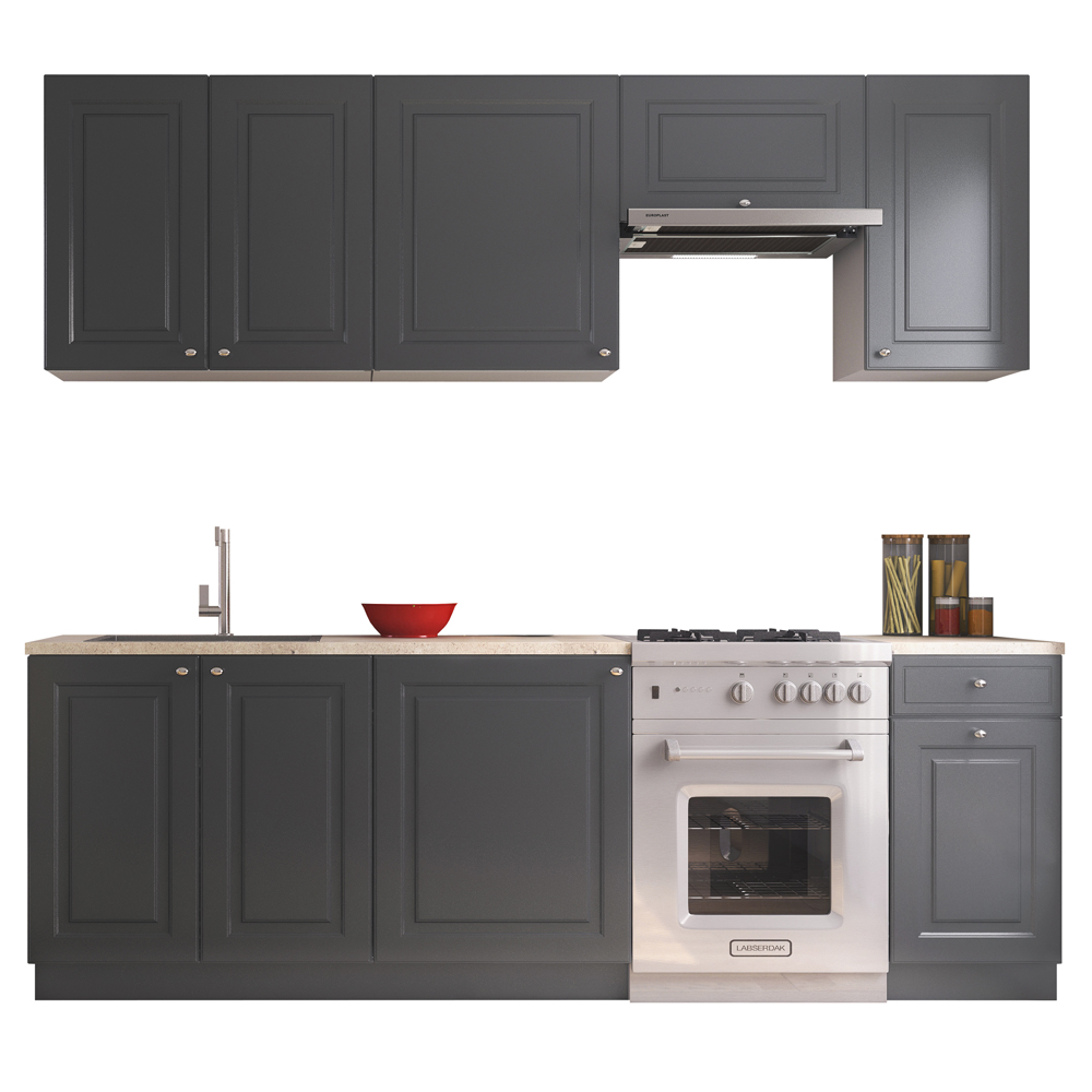 Zestaw mebli kuchennych Pollina grafitowy 240 cm - zdjęcie 1