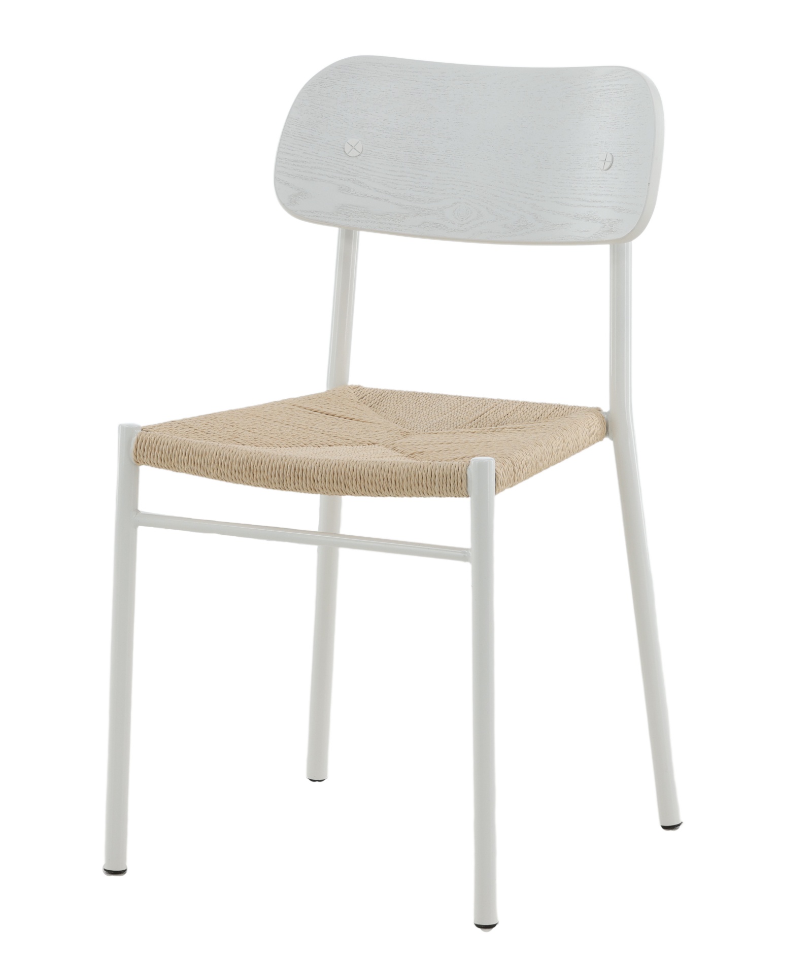 Krzesło drewniane Blimment plecione siedzisko beżowo/białe