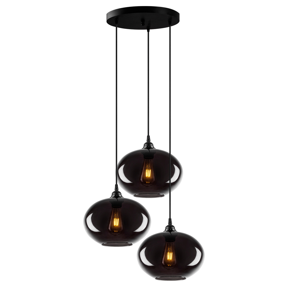 Lampa wisząca Communis x3 kaskada dymiony klosz 61 cm - zdjęcie 1