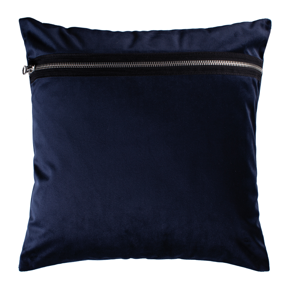 Poduszka dekoracyjna Sylvanca w tkaninie EASY CLEAN 45x45 cm granatowa z zamkiem ozdobnym - zdjęcie 1