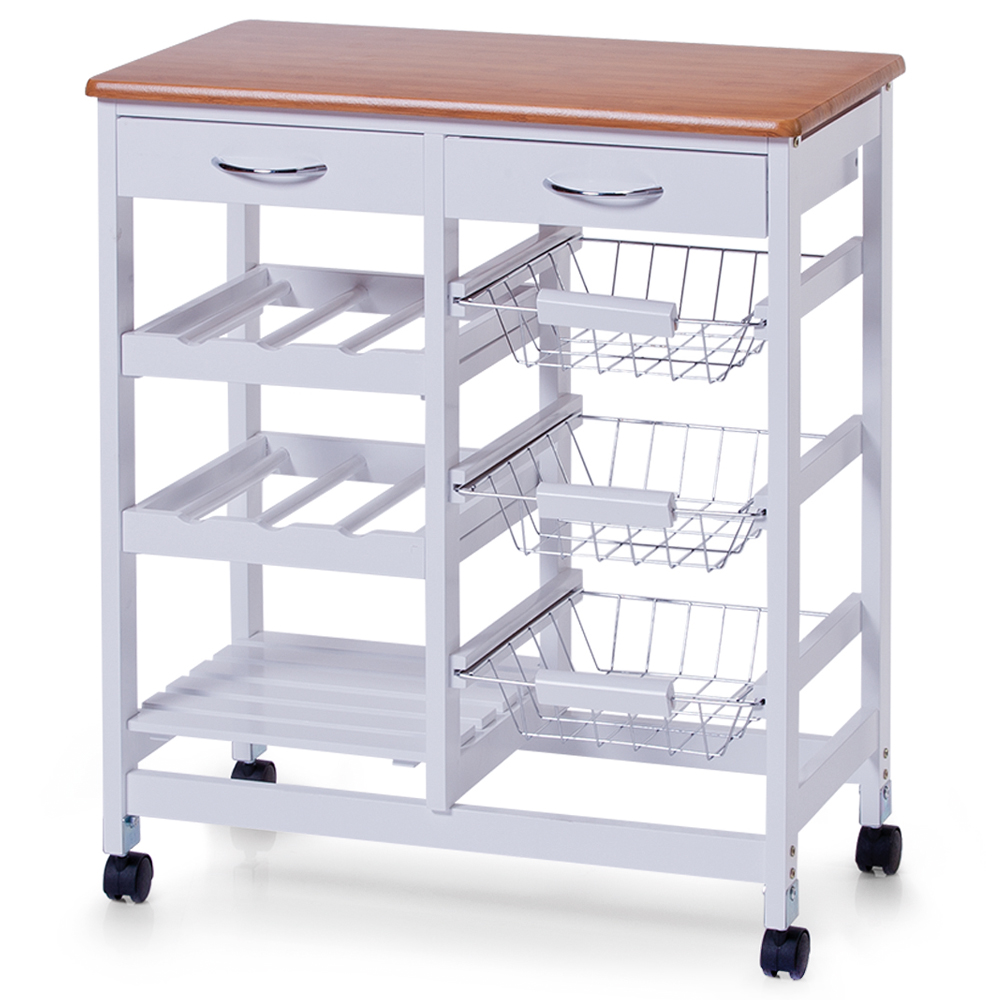 Regał kuchenny Skanie z bambusowym blatem biały szeroki - zdjęcie 1