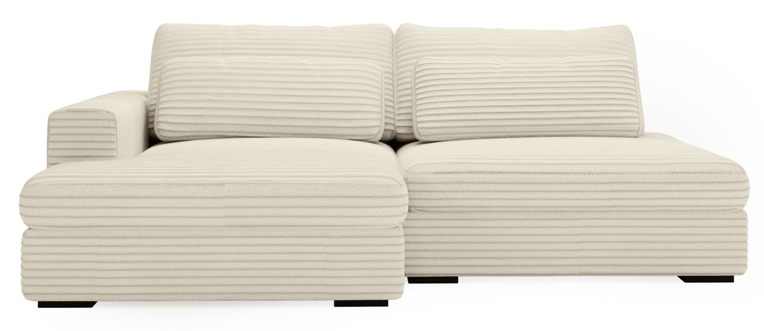 Narożnik z funkcją spania Lemmu L-kształtny jasnobeżowy gruby sztruks lewostronny - zdjęcie 1