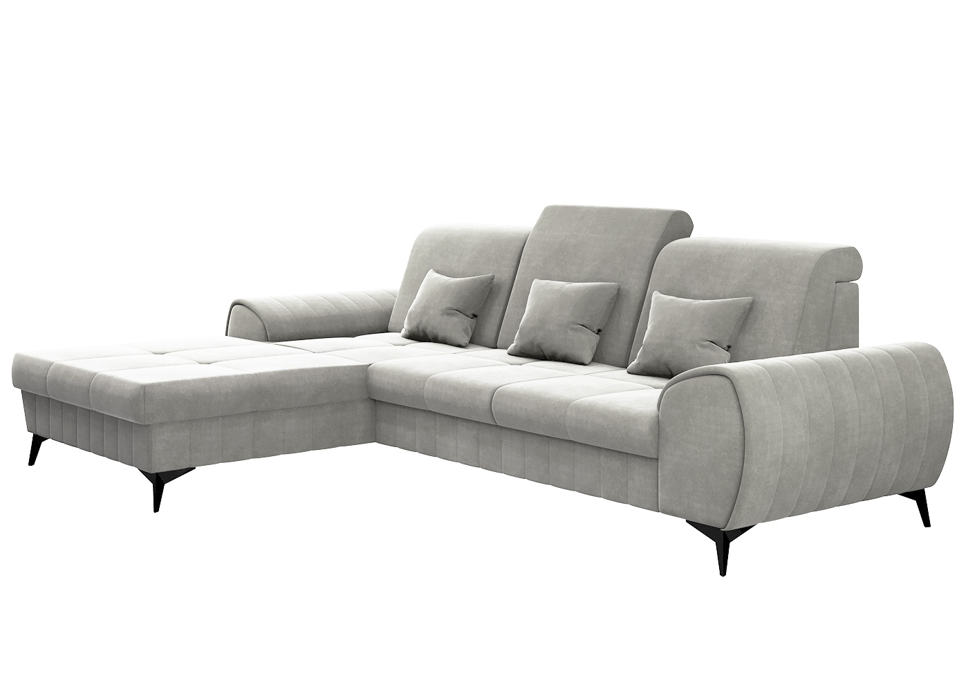 Narożnik z funkcją spania Forsivo L-kształtny z pojemnikiem jasnoszary lewostronny - zdjęcie 1