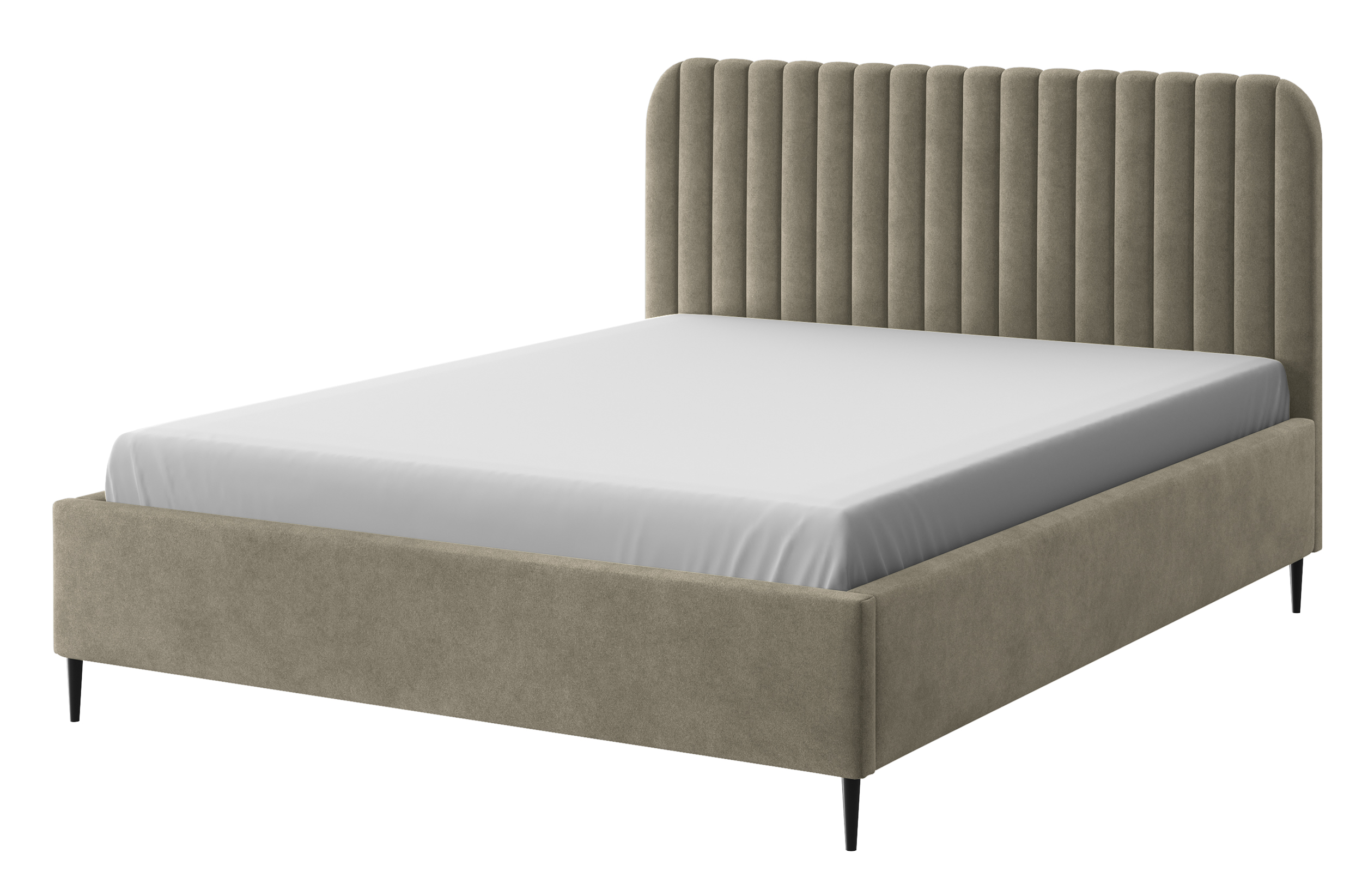 Łózko tapicerowane Rosillo ciemnobeżowe 140x200 stelaż metalowy welur